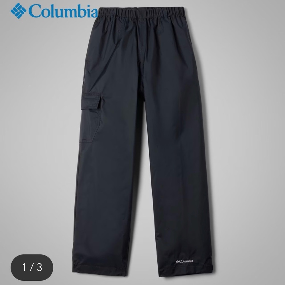 Columbia Boys CYPRESS Black Pull On Waterproof Nylon Pants Like New Size 10/12
